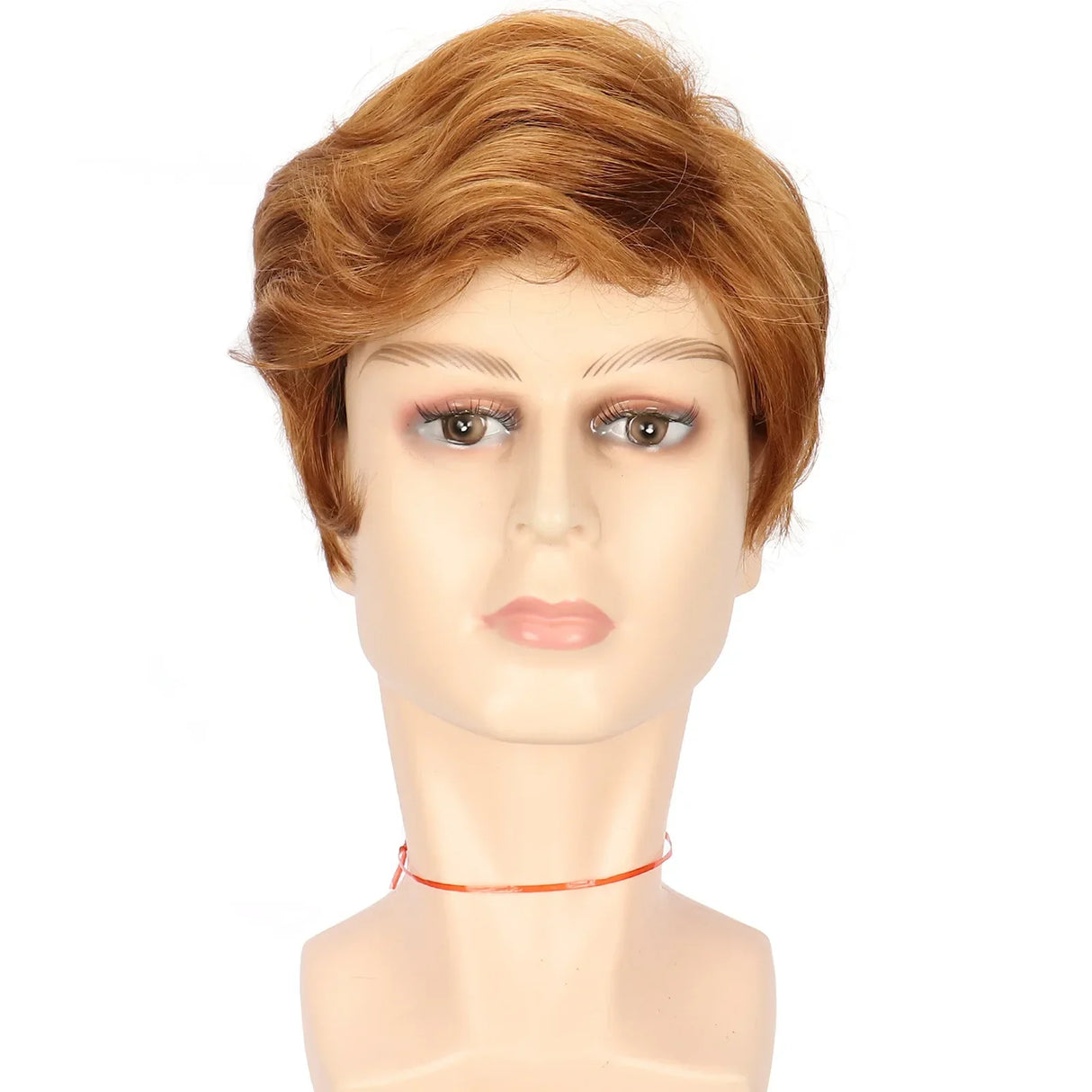 Synthetic Men's Wig Curly Short Golden Yellow Hair