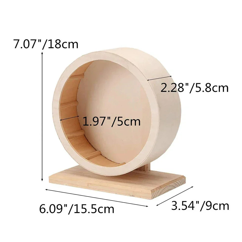 Natural Wood Silent Running Toy Hamster Roller Wheel