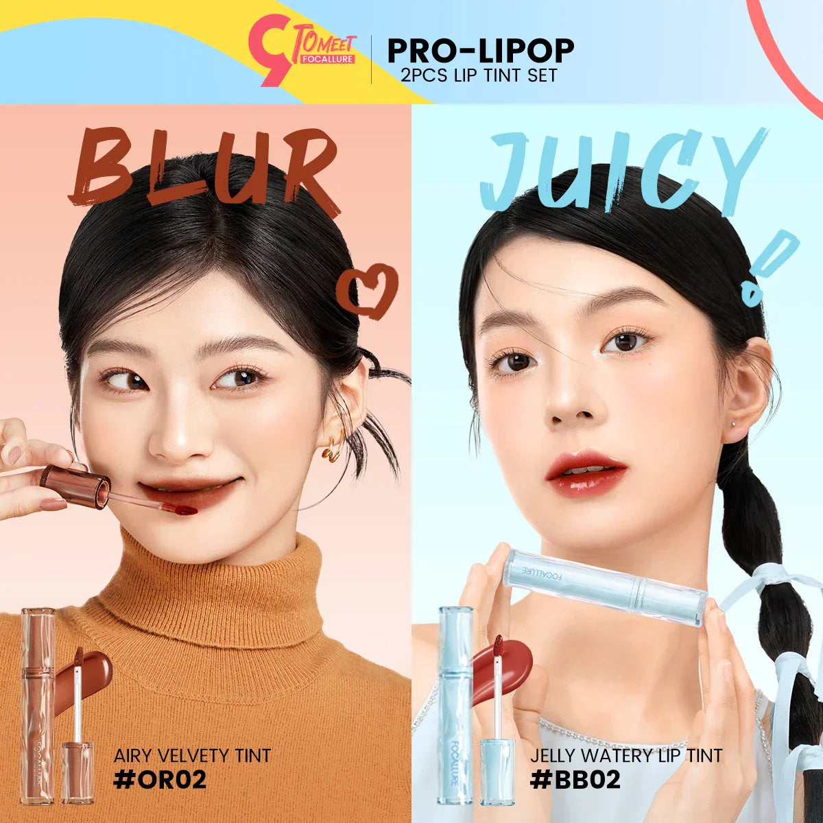 FOCALLURE 2 Pcs/Set Matte Liquid Lipstick Waterproof Long