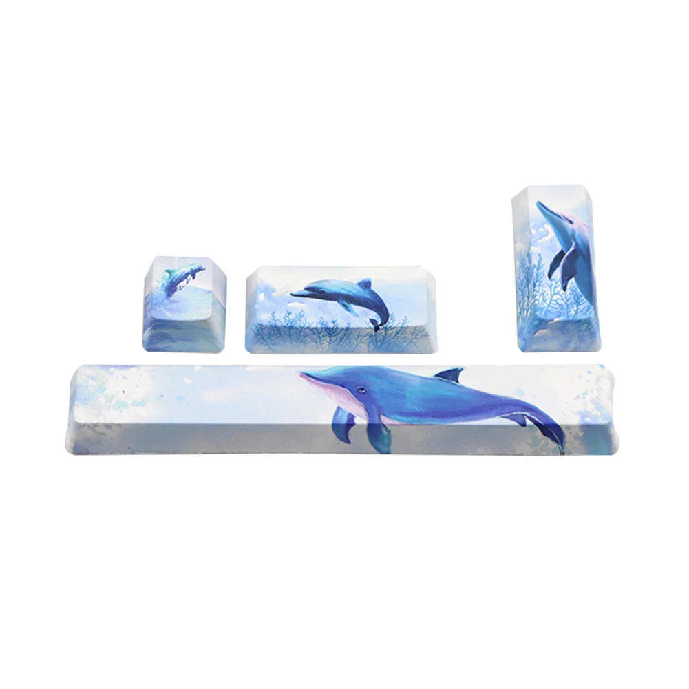 4keys/set PBT Computer Allover Dye Keycap Decorative Mechanical