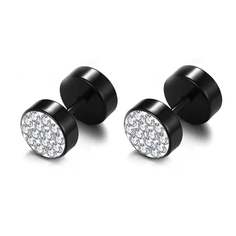 New Trendy Round Hoop Earrings Simple Zircon Stainless