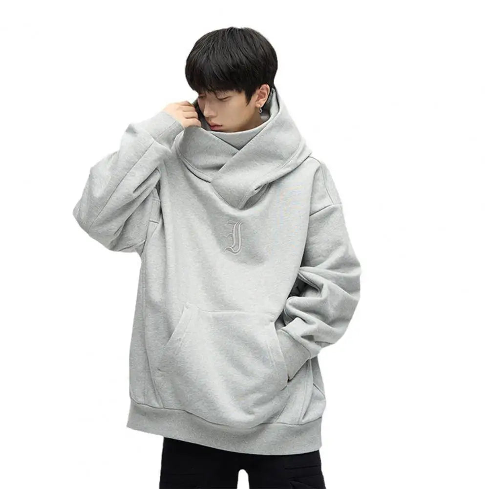 Solid Color Men Sweatshirt Japanese Harajuku Urban Streetwear