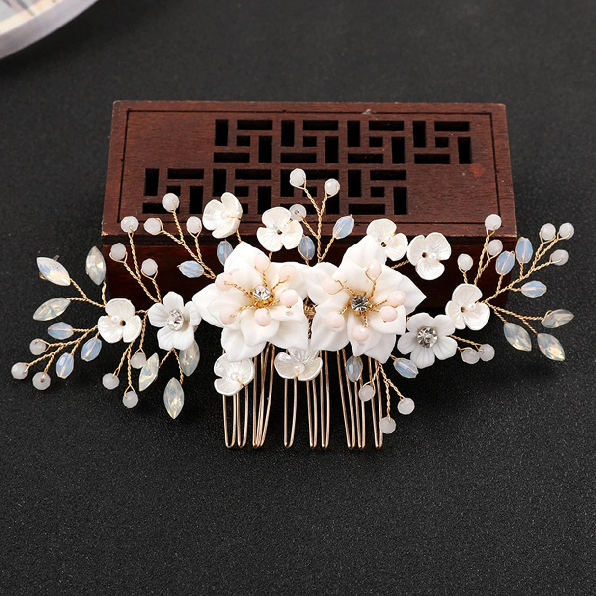 Silver Color Flower Hair Comb Clip Girls Handmade