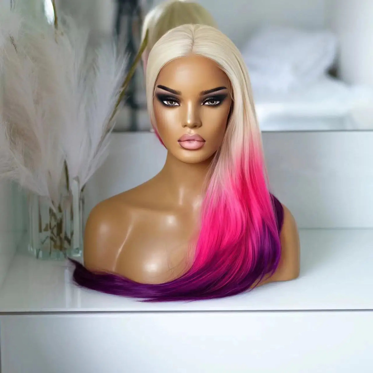 AIMEYA Ombre Purple Synthetic Lace Front Wigs for