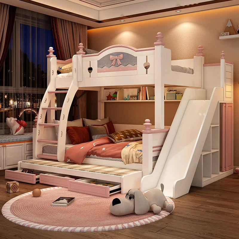 Solid wood bunk beds Two height adjustable beds