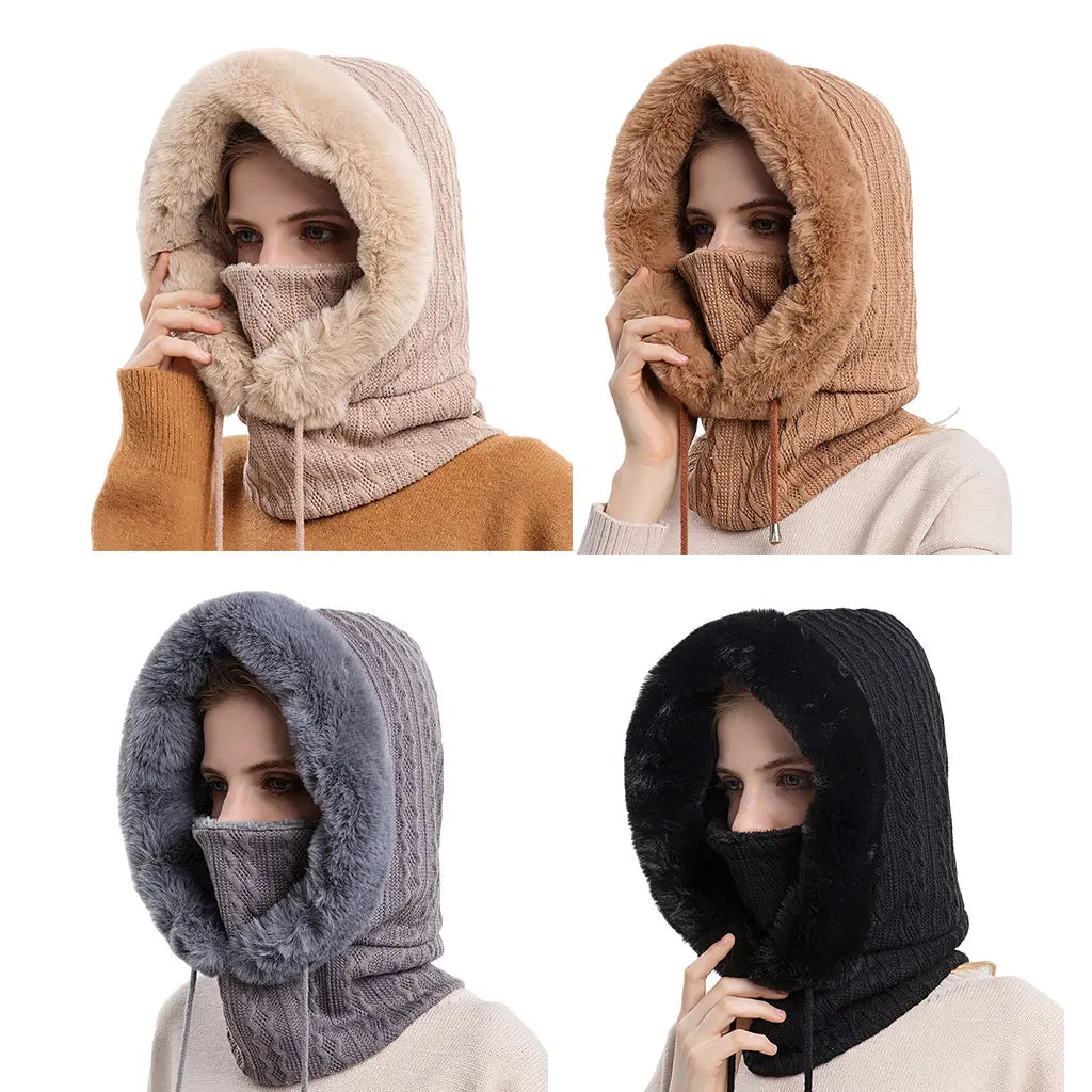 Winter Women 3in1 Knitted Ski Hat With Scarf