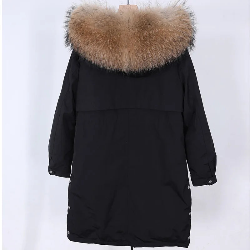 Maomaokong 2022 Real Fur Down Jacket Women Long