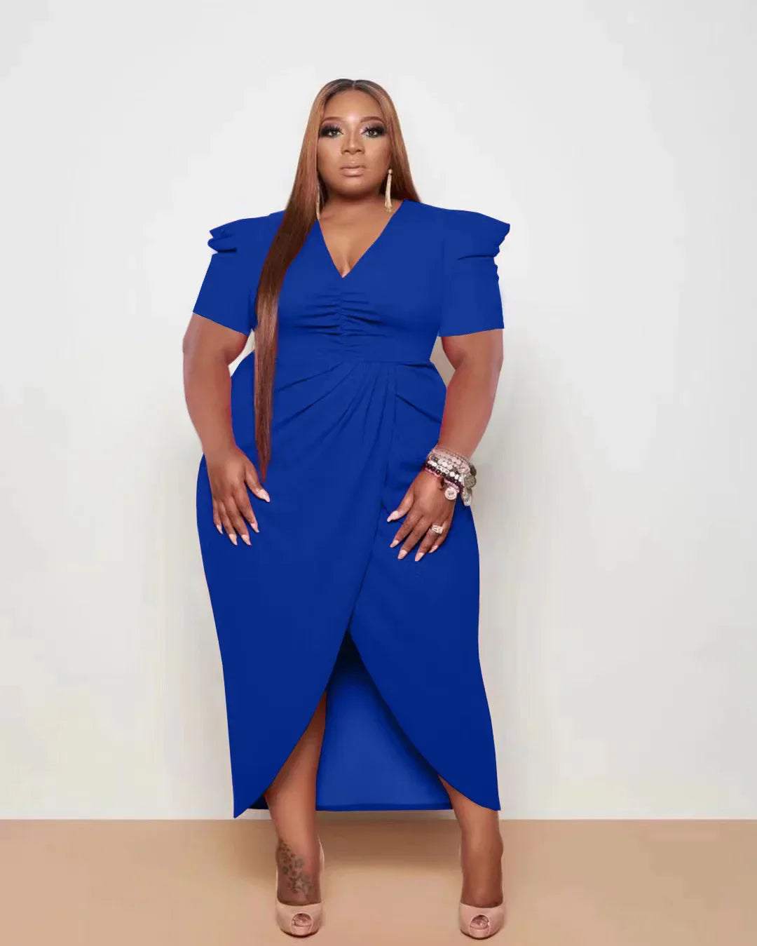 Pulkritu Plus Size Women Puff Short Sleeve Wrap