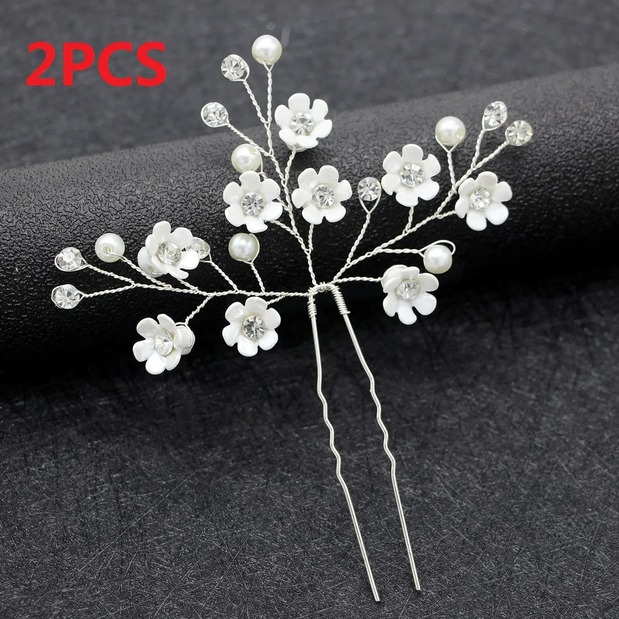 U-shaped Pearl Hairpin Hair Clips Golden Leaf Side