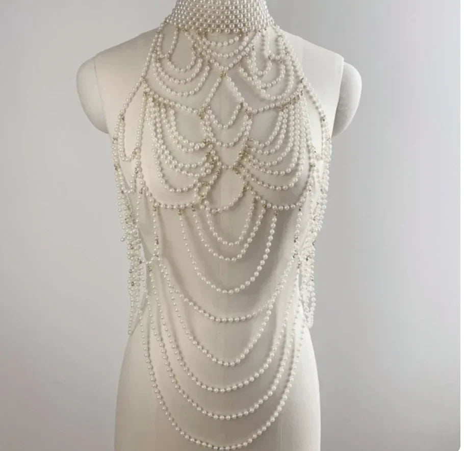 Body Chain Jewelry Pearl Sexy Beaded Collar Shoulder