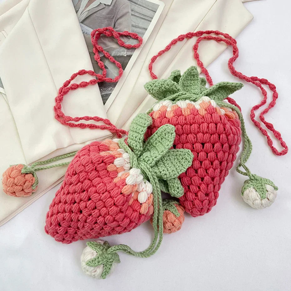 DIY Personalized Strawberry Crochet Sling Purses 2023 Novelty