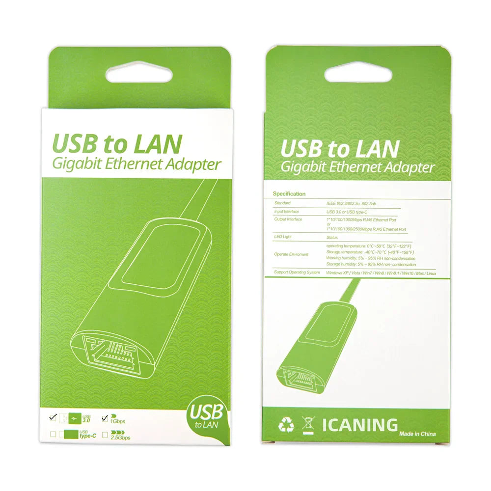 2500Mbps Ethernet Adapter 2.5 Gigabit USB Type C