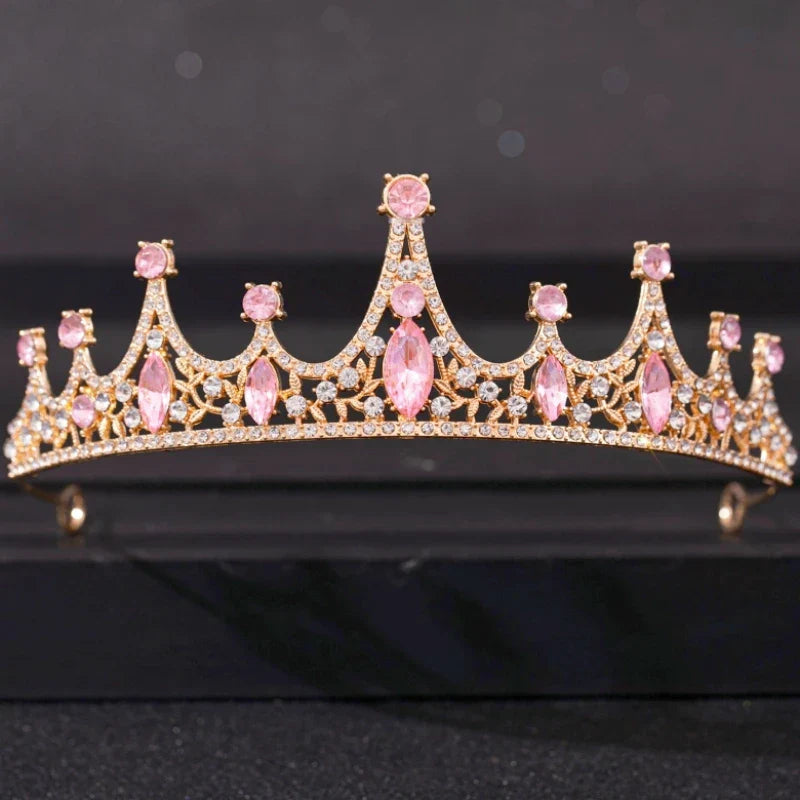 Pink Crystal Tiaras And Crowns For Women Bride