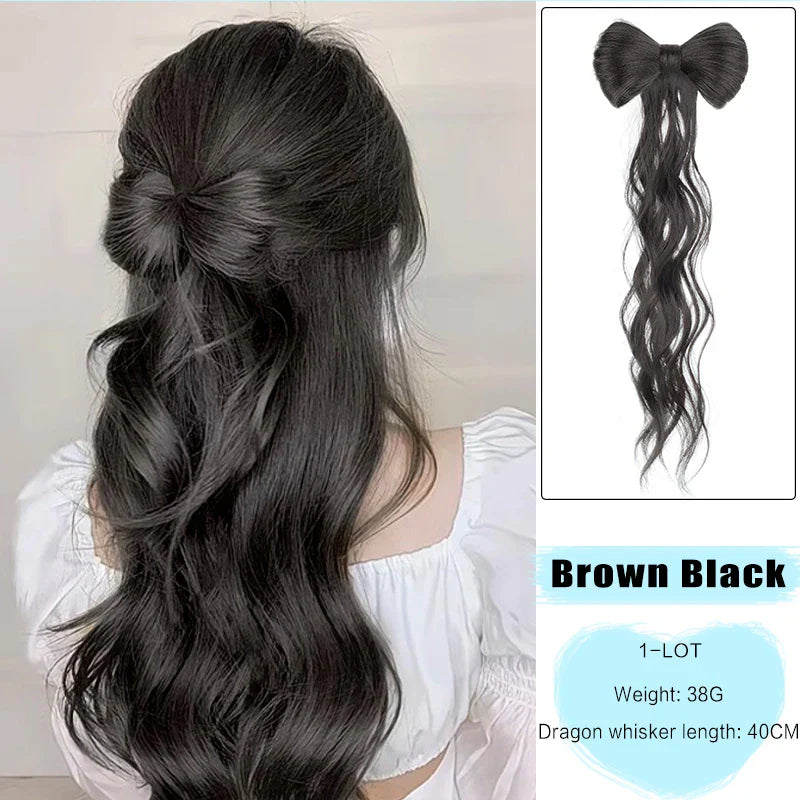 FORLISEE Bowknot Halftie High Ponytail Wig Clip Hair