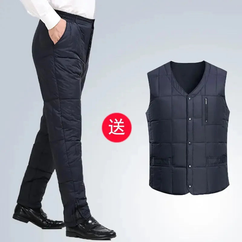 Warm Winter Trousers Down Pants Thickened High Waist