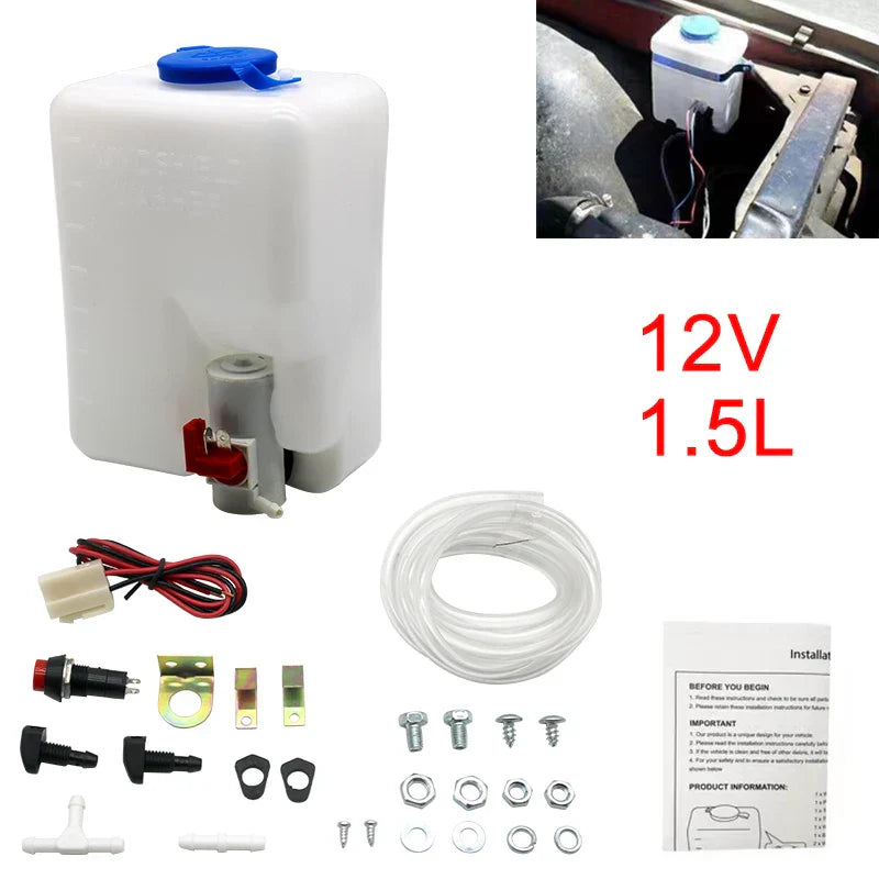1.5L 12V Universal Windshield Washer Bottle Tank Pump