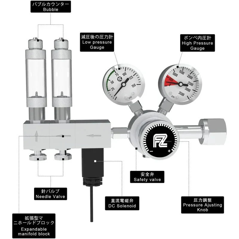 Fzone Pro Aquarium CO2 Regulator Pressure Solenoid High