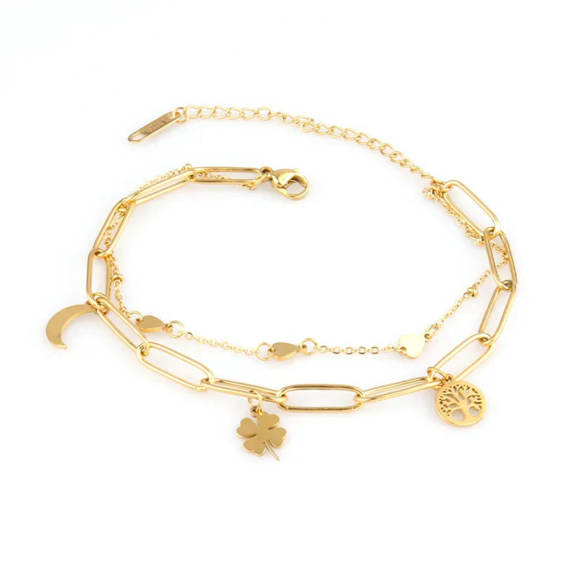 Heart Pendant Stainless Steel Bracelet Women Fashion 316L