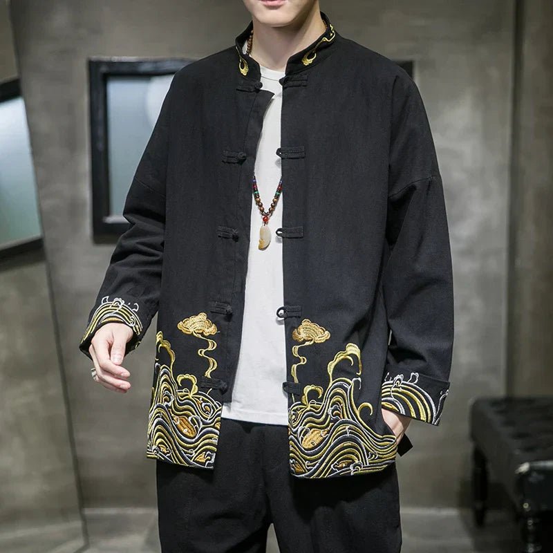 Men's Shirts Embroidered 2024 Spring Chinese Style Retro