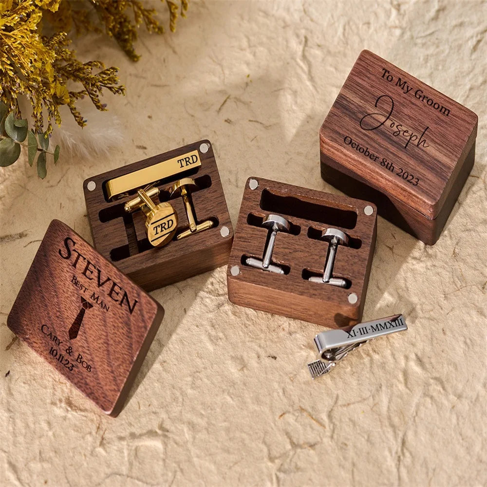 Personalized Stainless Steel Groomsmen Cufflinks With Box Custom