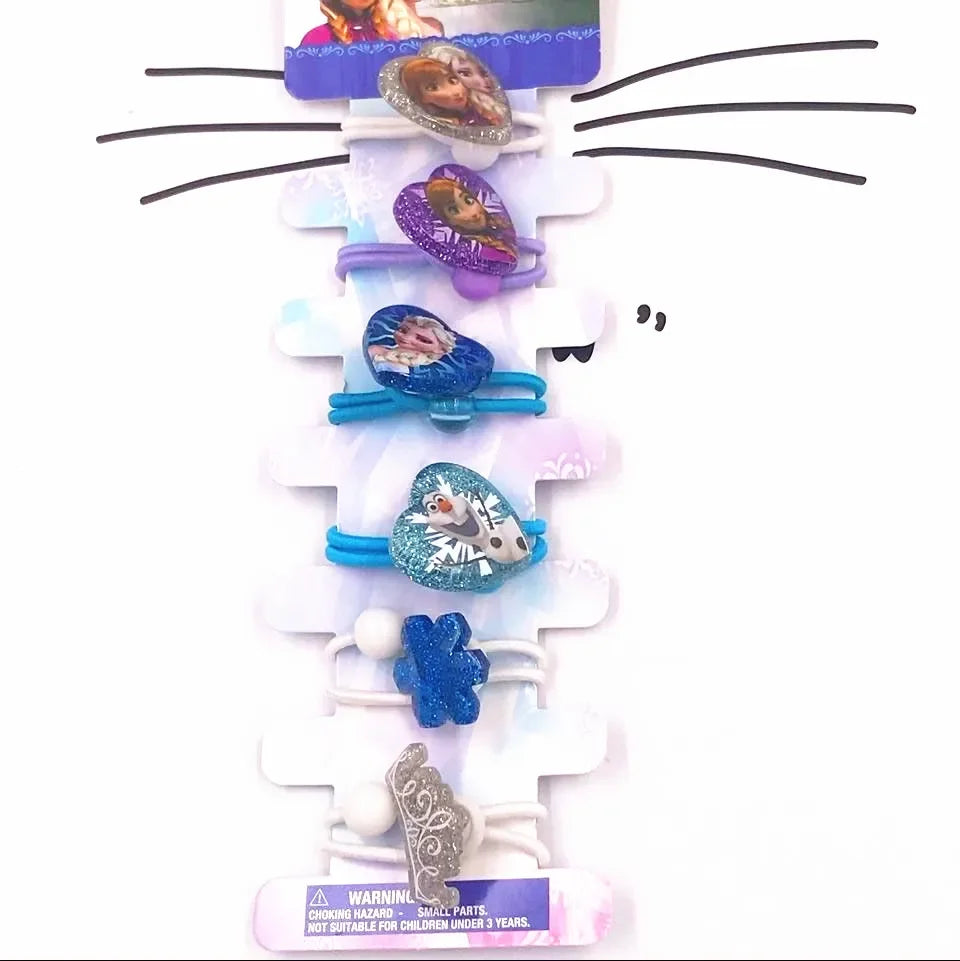 6PCS/Lot Hair Accessories Princess Elsa Anna Elastic Hair