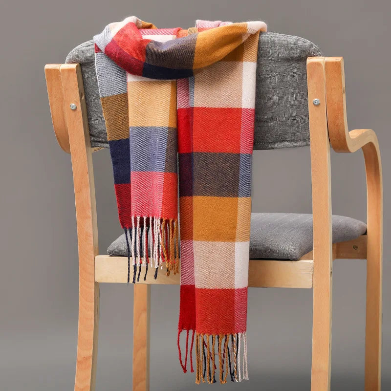 Luxury Brand Plaid Winter Men Scarf Warm Cashmere
