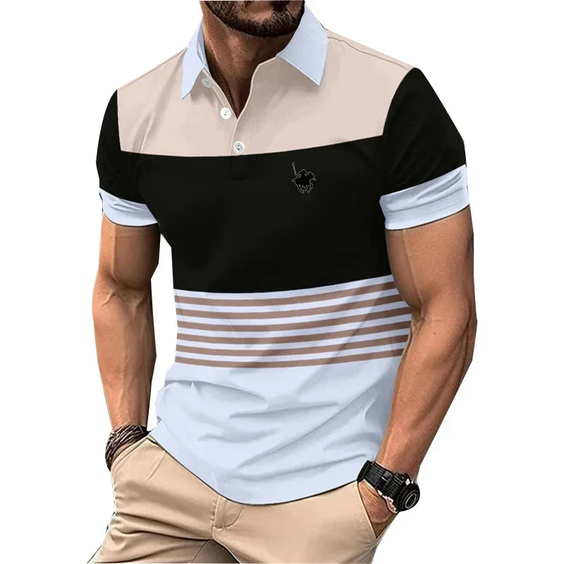 Men Summer Casual Short Sleeve Button Polo Shirt