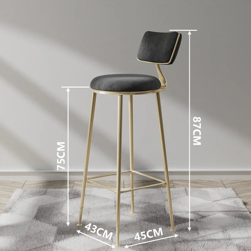 Nordic Bar Chair Light Luxury Home Golden Bar