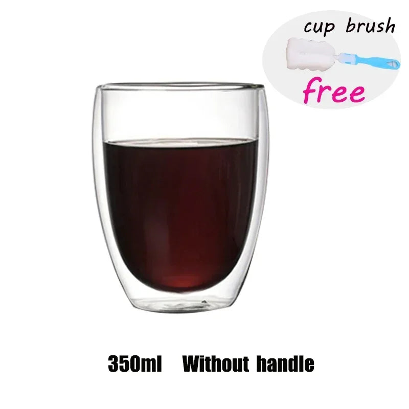 Double Wall Glass Cup Heat Resistant Transparent High