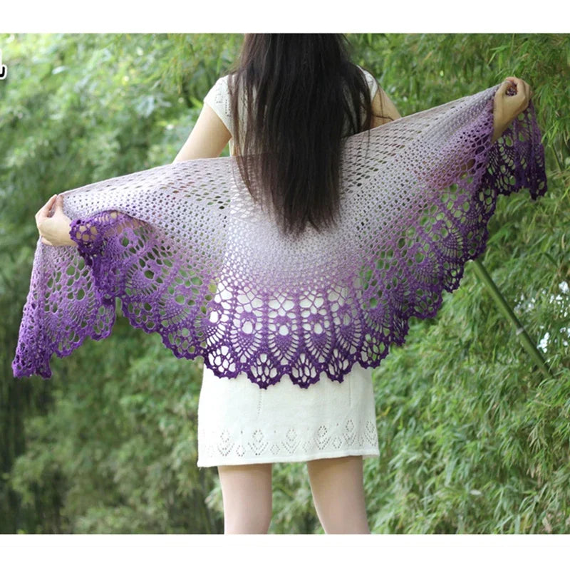 300g Cake Gradient Color Crocheted Shawl Blanket DIY