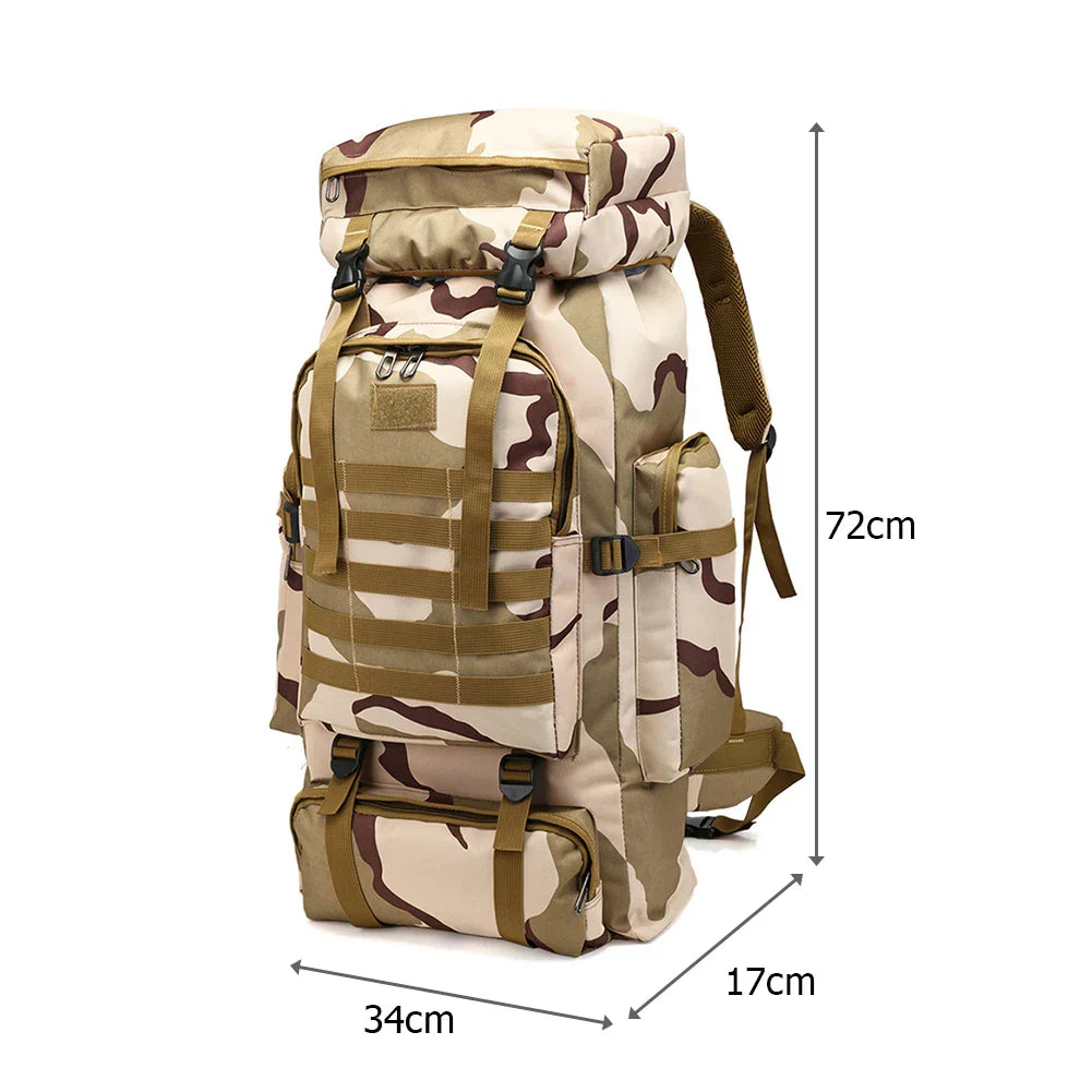 80L Waterproof Tactical Backpack for Outdoor Travel
