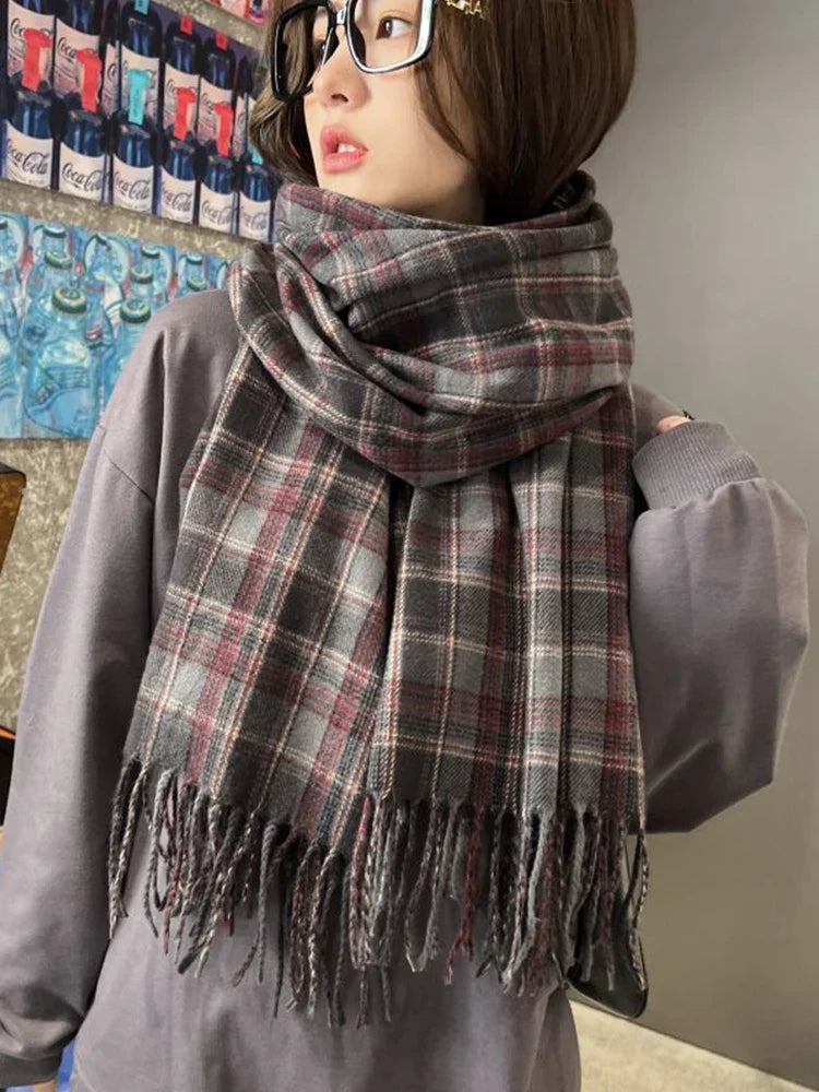 New 2023 Imitation Cashmere Women Scarf Winter Preppy