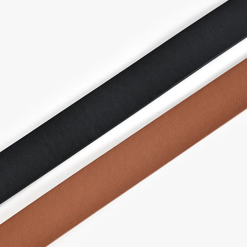 Hot Fashion Double Circle Black Buckle Pu Belt Leisure Decorative Jeans Belt Ladies Solid Color Thin Belt Women’s OO Belts