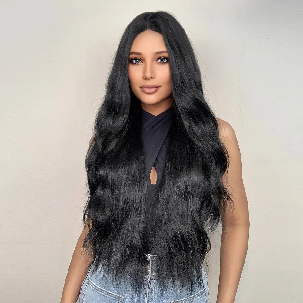 Black Wave Wigs for Women Long Natural Curly