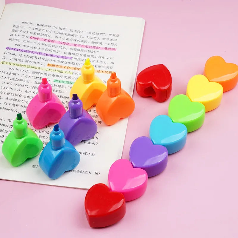 Cute Love Heart Bear Marker Pens Kawaii Fluorescent