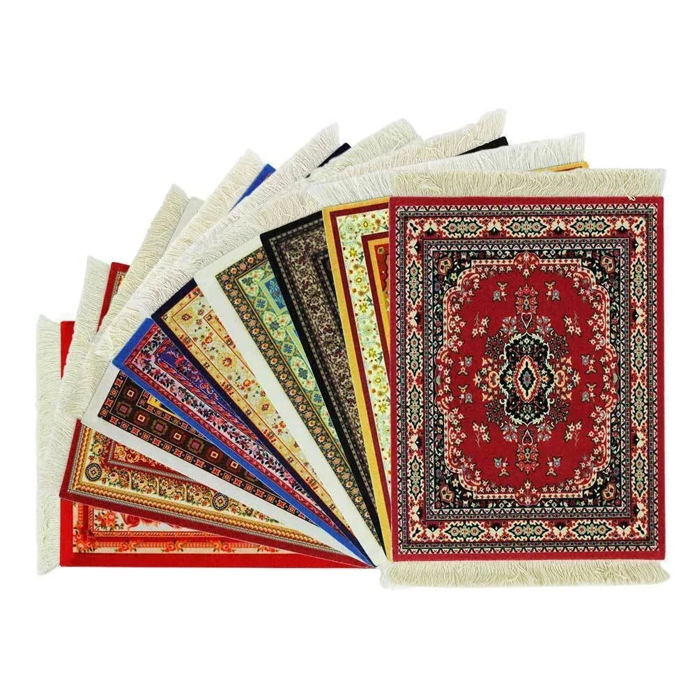 Persian Mini Woven Rug Mat Mousepad with Fring