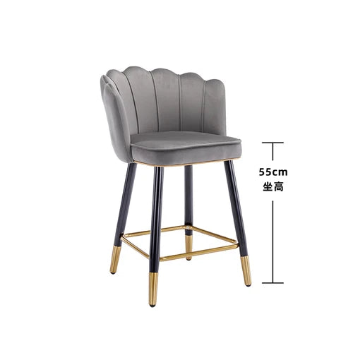 Leather High Bar Chair Modern Nordic Luxury Blue
