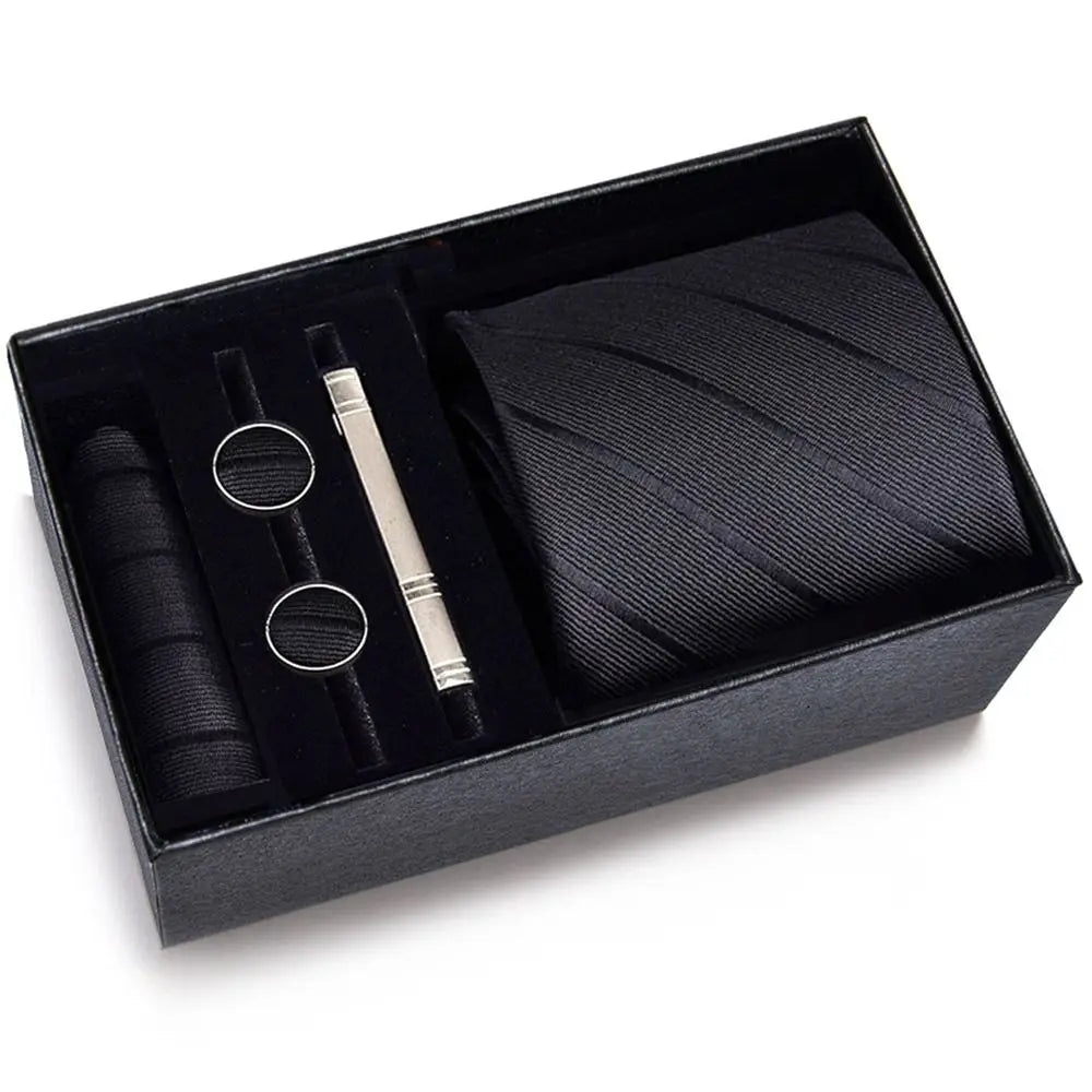 4PCSSet 8 cm Business Ties Handkerchief Cufflink Set
