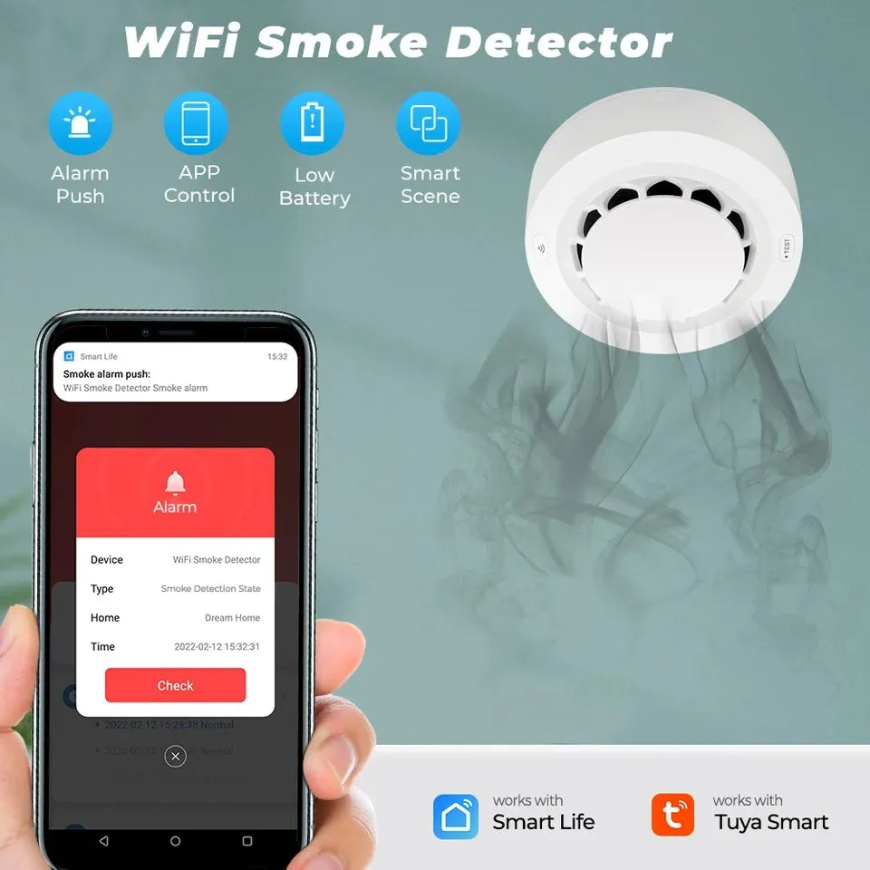Tuya Smart WiFi Smoke Detector Wireless Independent Smoke
