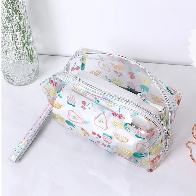 Strawberry Butterfly Fruit Print Clear Makeup Bag Fashion