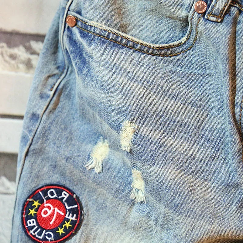 Summer Casual Punk Style Luxury Ripped Washed Jeans