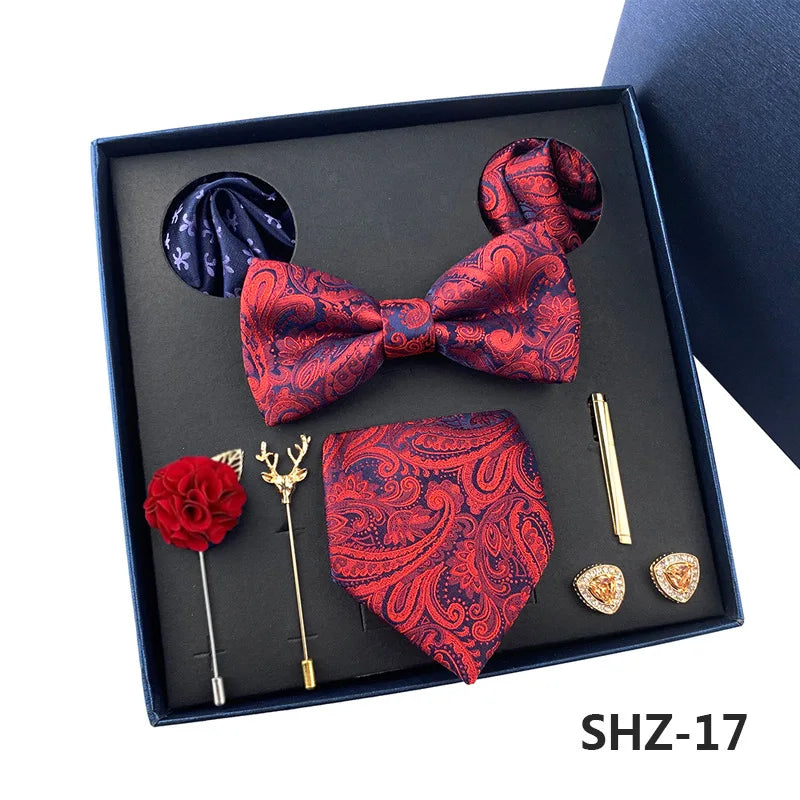 Men's Tie Set Gift Box Fashion Brand Bowtie