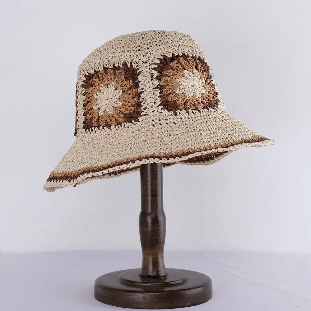 Hollowed Womens Straw Hats crochet hat bucket hat