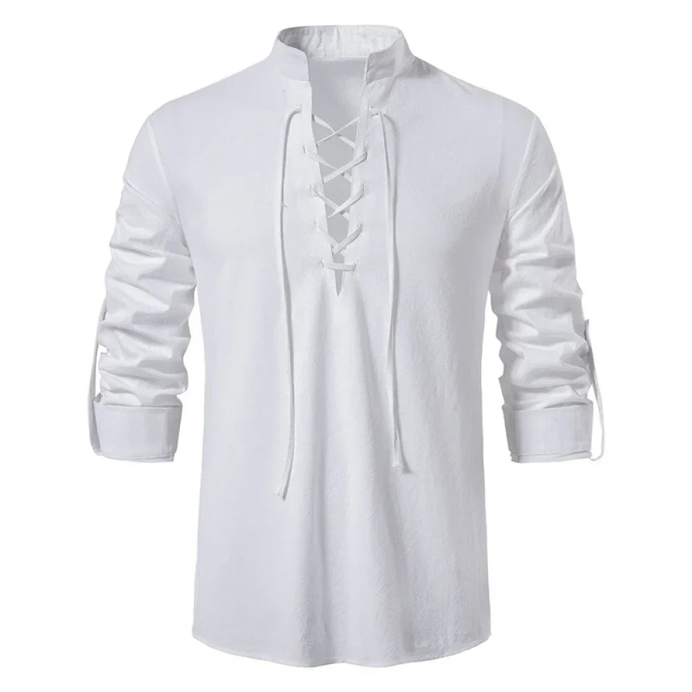 Spring Summer Men's Shirts Cotton Linen Long Sleeved