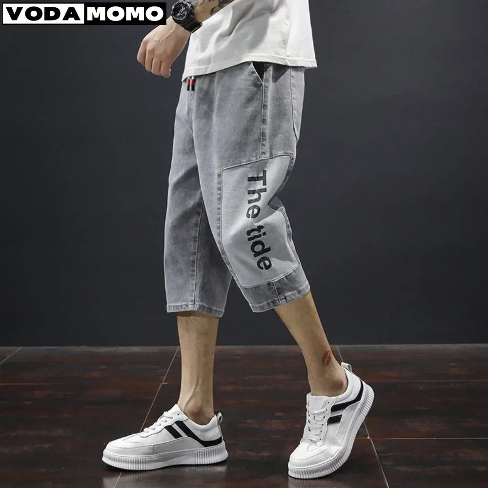 Summer Men's Casual Cotton Cargo Shorts Overalls Long
