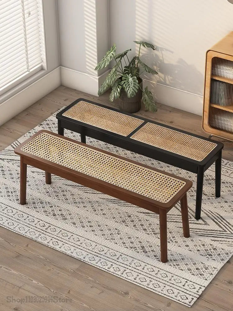 Rattan Bench Chandigarh Chair Household Solid Wood Dining