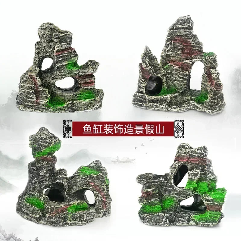 Mountain Landscape Architecture Aquarium Resin Decor Aquarium Rock