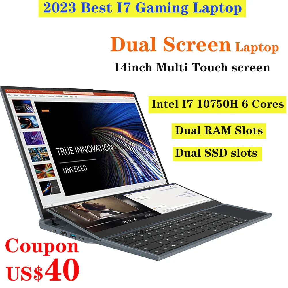 Dual-screen Laptop 14 inch Touch LCD 32GB/16GB/8GB RAM