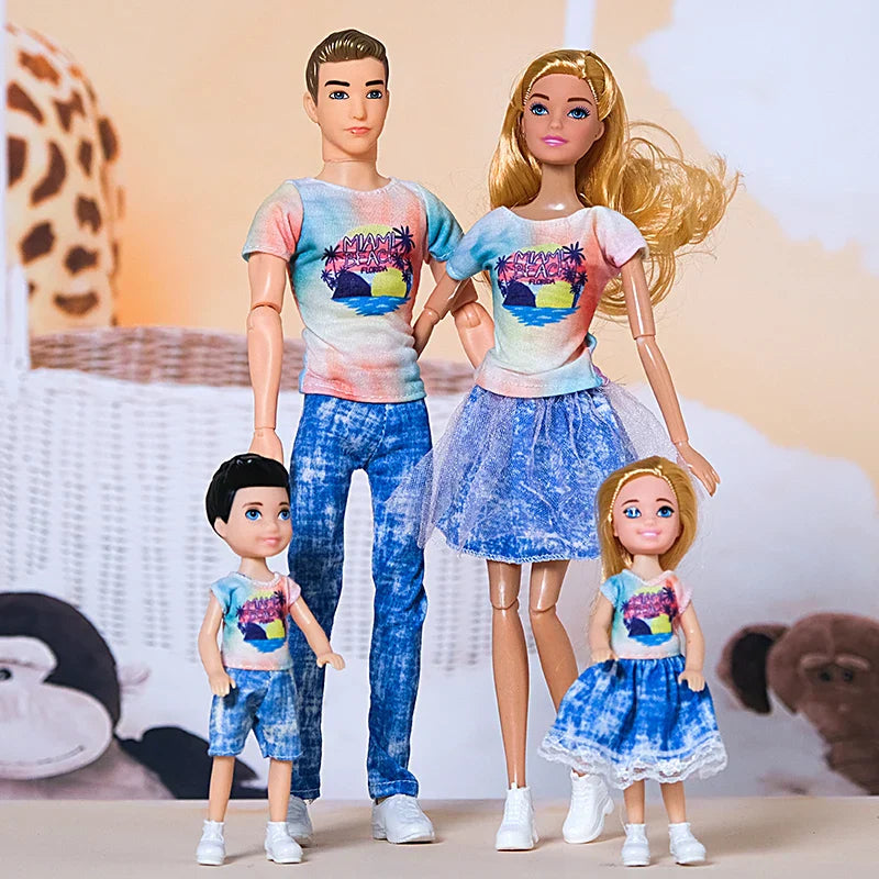 30cm Family Doll Movable Body Mom Dad Ken