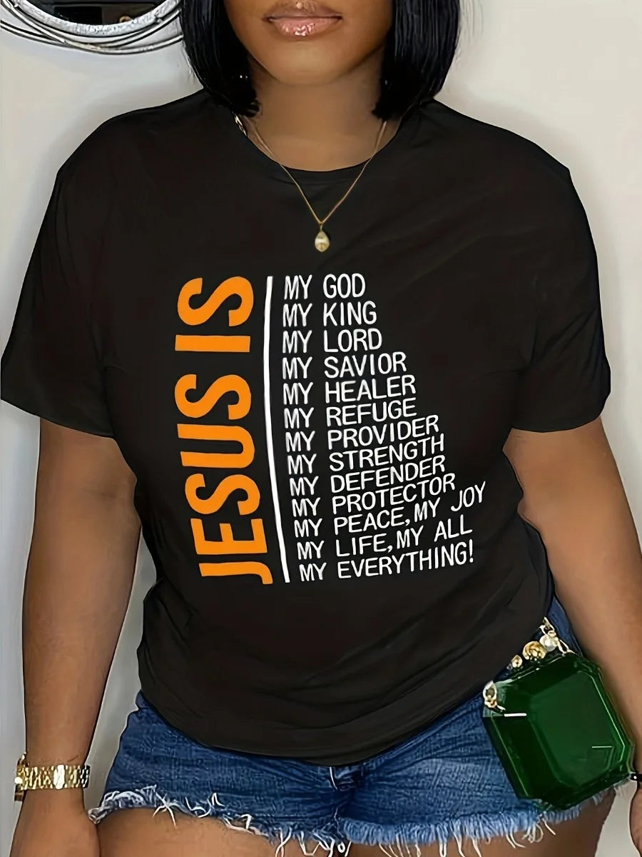 LW Plus Size Round Neck Letter Print Tshirt